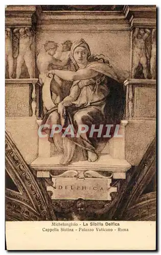 Cartes postales Michelangiolo La Sibilla Delfica Cappeilla Sistina Palazzo Vaticano Roma