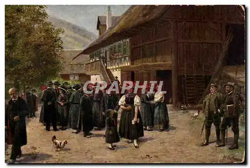 Cartes postales Nach der Kirche Folklore Costume Suisse