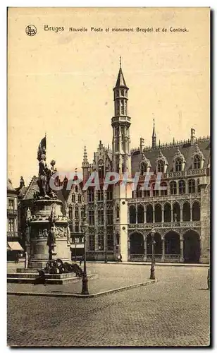 Cartes postales Bruges Nouvellie Poste et Monument Breydel et de Coninck