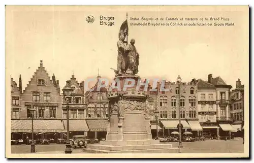 Ansichtskarte AK Bruges Statue Breydel et de Coninck et Maisons de la Grand Place