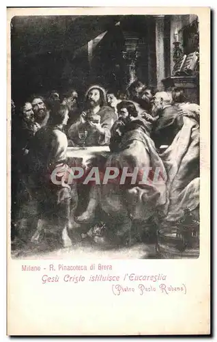 Cartes postales Milano R Pinacoteca di Brera Gesu Cristo istuisce l eucarestia Pietro palo Rubens