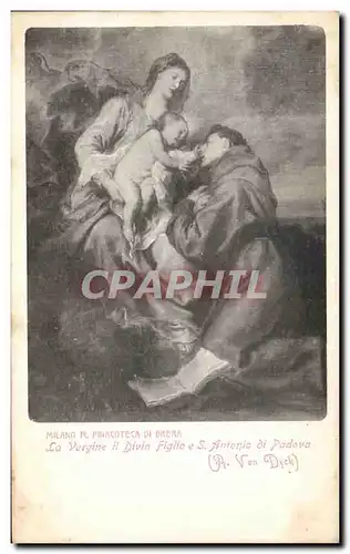 Cartes postales Milano R Pinacoteca di Brera La Vergine il diin Figlio e S Antonio di Padova A Van Dyck