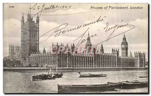 Cartes postales London Houses of Parliament Bateaux