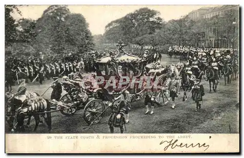 Cartes postales The state coach Procession proceeding to the abbey London