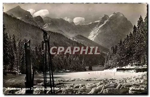 Cartes postales moderne Riessersee gegen Zugspitzgruppe