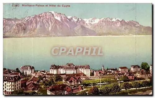 Cartes postales Montreux palace et Hotel du Cygne