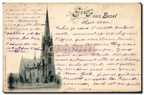 Cartes postales Mathauskirche Gruss aus Basel