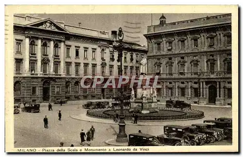 Cartes postales Milano Piazza della Scala e Monumento a Leonardo da Vinci