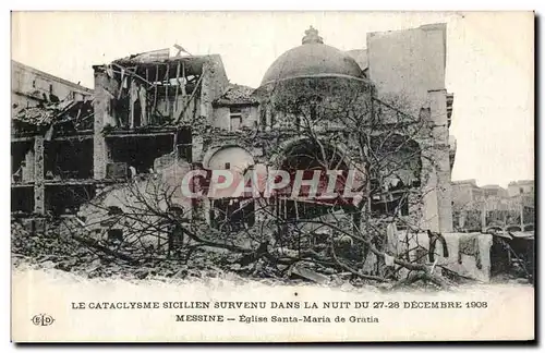 Cartes postales Le Messine 1908 Cataclysme Eglise Santa Maria de Gratia