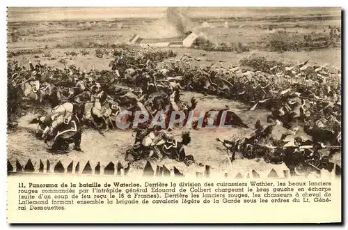 Cartes postales Panorama de la Bataille de Waterloo Derriere la division des cuirassiers Wathier Militaria