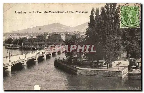 Cartes postales Geneve Le Pont du Mont Blanc et I lle Rousseau