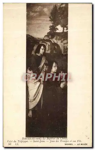 Cartes postales Bruges Le Musee David Le bapteme du christ Volet du triptyque Saint Jean Jean des trompes et son