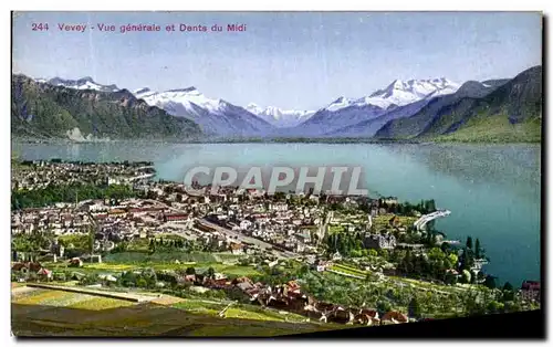Ansichtskarte AK Vevey Vue Generale et Dents du Midi