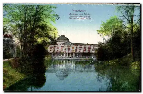 Cartes postales Wiesbaden Kurhaus Mit Weiher Casino averc etang Kurhouse and Pond