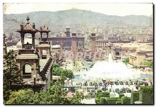 Cartes postales moderne Barcelona Surtidor de Montjuich Y Vista Panoramica Jet d eau de Montjuich