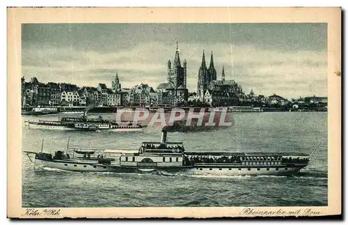 Cartes postales Koln Rh Rheinpartie mit Dom Bateau