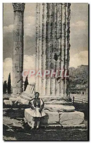 Cartes postales Grece Soldat Grec che l Olympieon Folklore