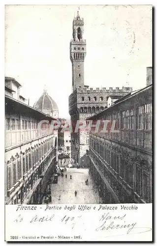 Ansichtskarte AK Firenze Portica degli Uffizi e palazza Vecchio