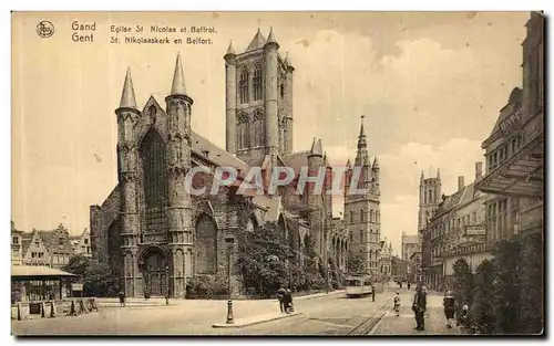 Cartes postales Gand Eglise St Nicolas et Beffroi