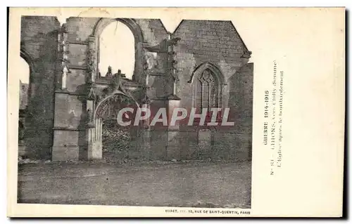 Ansichtskarte AK Guerre Lihons Vers Chilly L Eglise apres le Bombardement Militaria