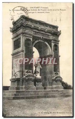 Ansichtskarte AK Proyart Le Monument seleve zux Enfants de Proyart morts Pour la France Militaria