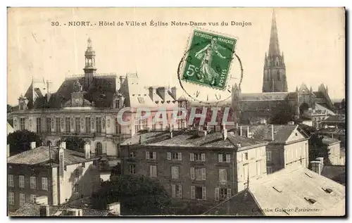 Cartes postales Niort Hotel de Ville et Eglise