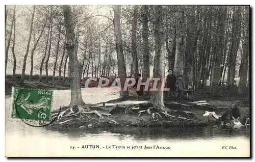 Cartes postales Autun Le Ternin se Jetant se Jetant dans l Arroux Enfants Lavandiere
