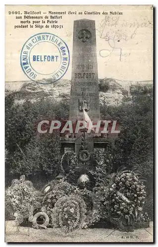 Ansichtskarte AK Belfort Monument Eleve au Cimetiere des mobiles aux defenseurs de Berlfort morts pour la patrie