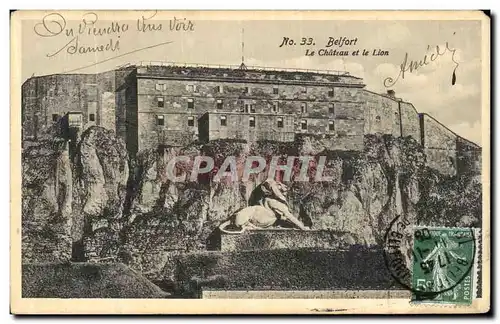 Cartes postales Belfort Le Chateau et le LIon