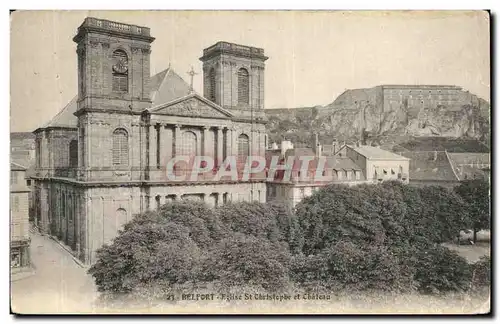 Cartes postales Belfort Eglise St Christophe et Chateau