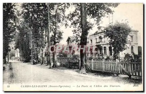 Cartes postales Cambo Les Bains La Poste et l allee des thermes