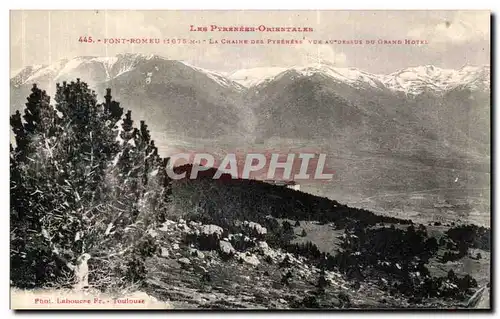 Ansichtskarte AK Font Romeu La chaine des Pyrenees Vue au dessus du grand hotel