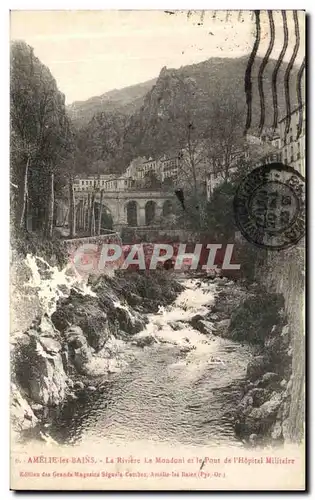 Cartes postales Amelie les Bains La Riviere Le Mondoni et le pont de l hopital militaire