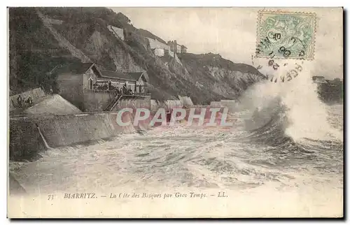 Cartes postales Biarritz Le Cote des basques par Gros Temps