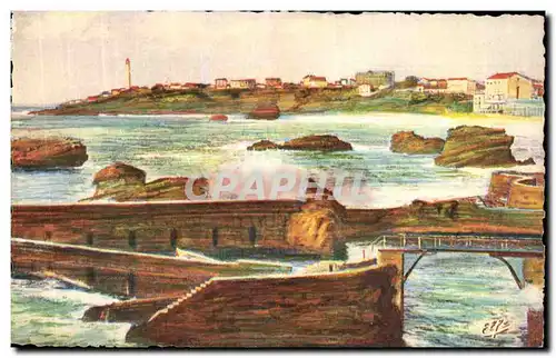 Cartes postales Biarritz Port des pecheurs et les falaises du phare