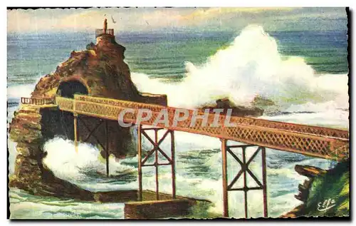 Cartes postales Biarritz Pyrenees Ocran Le Rocher De La Vierge Par Gros