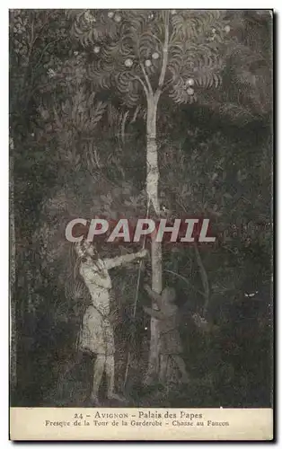 Cartes postales Avignon Palais des Papes Fresque de la Tour de la Garderobe Chasse au Faucon Rapace