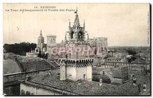 Cartes postales Avignon La Tour de Jacquemard et Palais des Papes