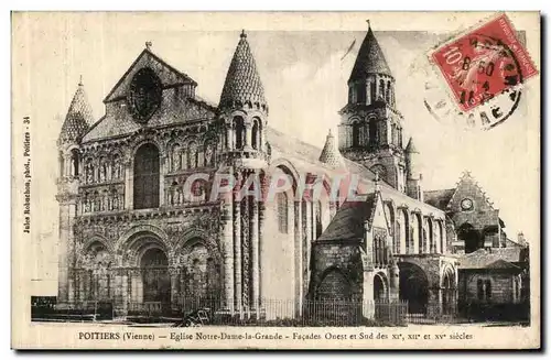 Cartes postales Poitiers Eglise Notre Dame la Grande Facades Ouest Sud