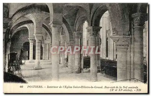 Cartes postales Poitiers Interieur de l Eglise Saint Hilaire le Grand Bas Cote de la Nef Centrale
