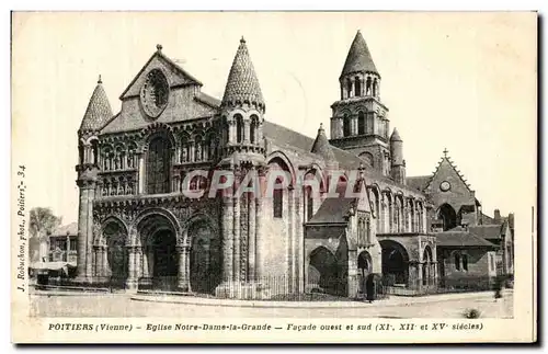 Cartes postales Poitiers Eglise Notre Dame la Grande Facade Ouest et Sud