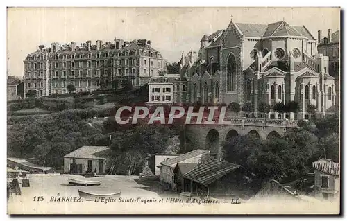 Cartes postales Biarritz l Eglise Sainte Eugenie et l Hotel d Anglelere