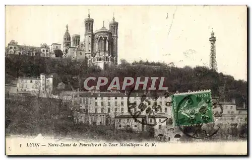 Ansichtskarte AK Lyon Notre Dame de Fourviere et la Tour Metallique