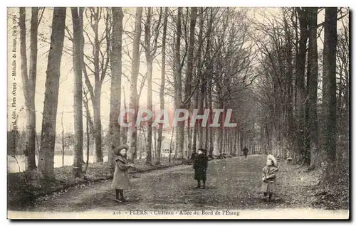 Ansichtskarte AK Flers Chateau Allee de Bord de l Etang Enfants