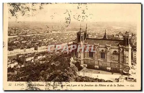 Ansichtskarte AK Lyon Nortre Dame de Fourviere Vue sur Lyon et la jonction du Rhone et de la Seine