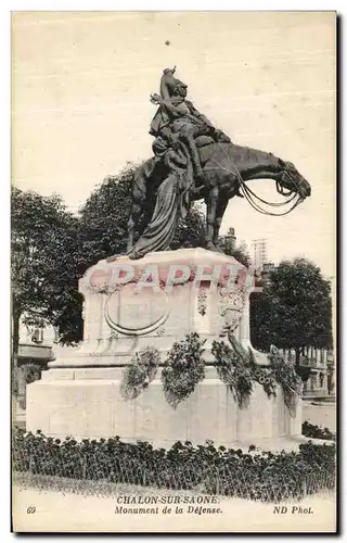 Cartes postales Chalon Sur saone Monument de la Defense Cheval Militaria