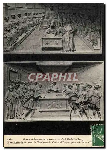 Ansichtskarte AK Musee De Sculpture Compare Cathedrale Saint Etienne de Sens Bas reliefs decorant le tombeau du c