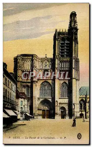 Cartes postales Sens La Facade de la Cathedrale