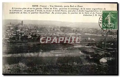 Cartes postales Sens Vue generale Partie Sud Et ouest