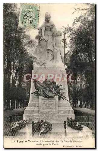 Cartes postales Sens Monument a la Memorire des Enfants du Senonais morts pour la patrie Militaria